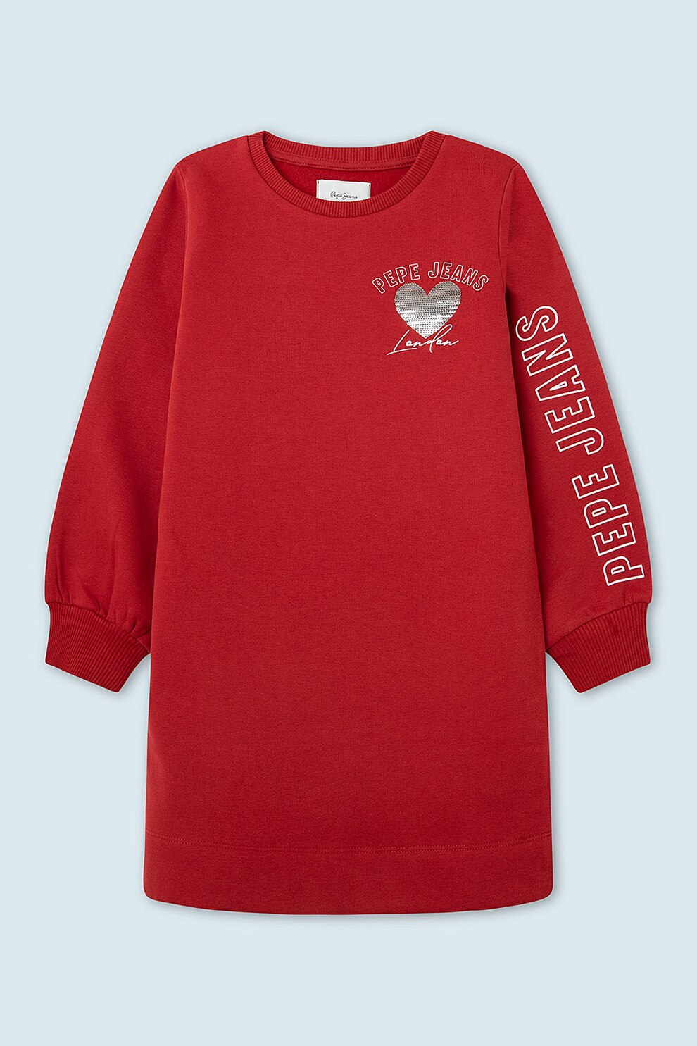 Pepe Jeans London, Rochie sport cu imprimeu logo, Rosu/Alb/Argintiu, 176 CM