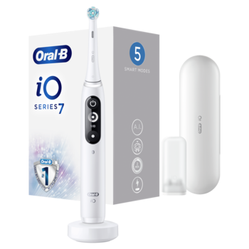 Periuta de dinti electrica Oral-B iO7 cu Tehnologie Magnetica si Micro-Vibratii, Inteligenta artificiala, Display led interactiv, Senzor de presiune Smart, Timer vizibil, 5 moduri, 1 capat, Suport rezerve, Incarcator magnetic, Trusa de calatorie, Alb Periuta de dinti electrica Oral-B iO7 cu Tehnologie Magnetica si Micro-Vibratii, Inteligenta artificiala, Display led interactiv, Senzor de presiune Smart, Timer vizibil, 5 moduri, 1 capat, Suport rezerve, Incarcator magnetic, Trusa de calatorie, Alb