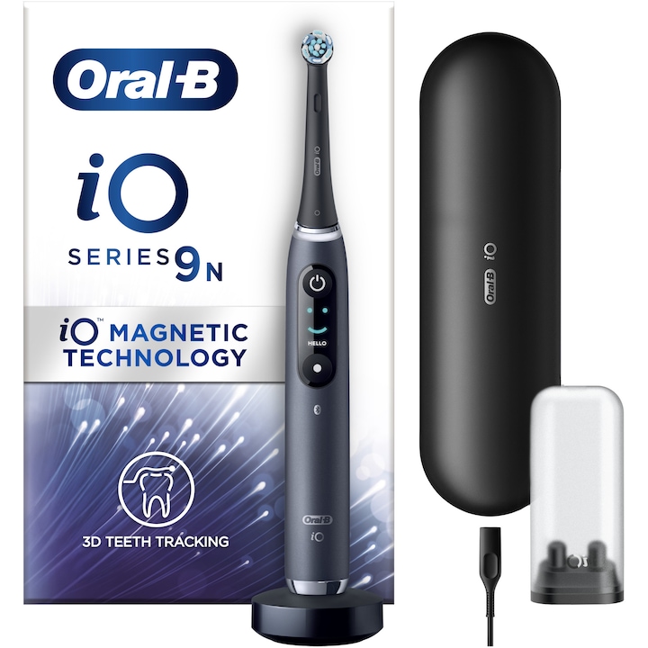 Periuta de dinti electrica Oral-B iO 9, negru, 1 rezerva periuta de dinti electrica, 1 trusa de voiaj cu incarcare