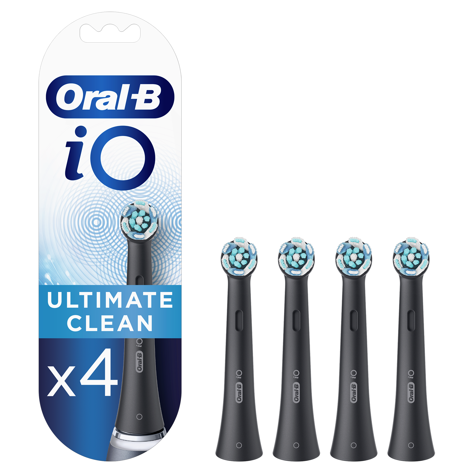 Rezerve periuta de dinti electrica Oral-B iO Ultimate Clean, compatibile doar cu seria iO, 4 buc, Negru