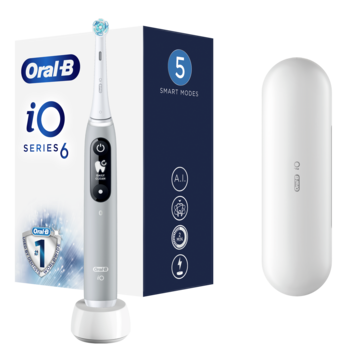Periuta de dinti electrica Oral-B iO6 cu Tehnologie Magnetica si Micro-Vibratii, Inteligenta artificiala, Display led interactiv, Senzor de presiune Smart, Timer vizibil, 5 moduri, 1 capat, Trusa de calatorie, Gri Periuta de dinti electrica Oral-B iO6 cu Tehnologie Magnetica si Micro-Vibratii, Inteligenta artificiala, Display led interactiv, Senzor de presiune Smart, Timer vizibil, 5 moduri, 1 capat, Trusa de calatorie, Gri