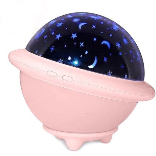 Lampa de veghe OZN, Portabila, 3 Tipuri de lumina, USB, Roz