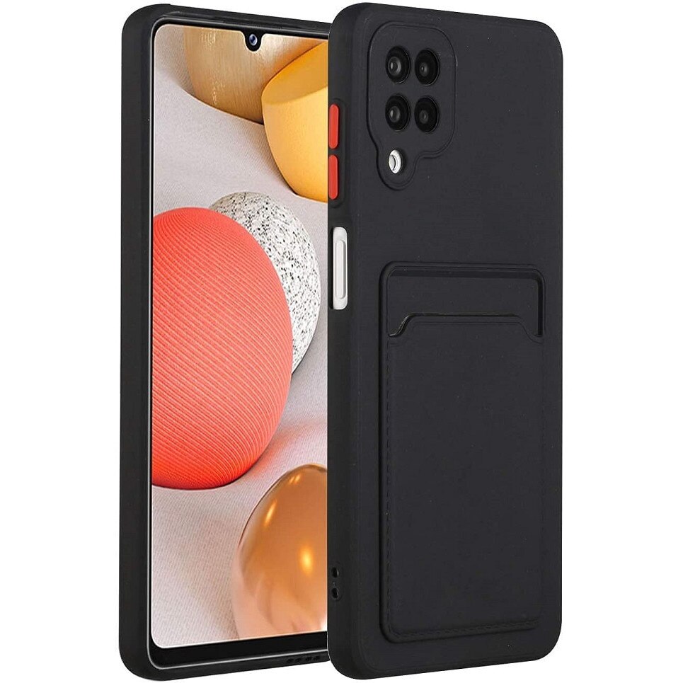 Husa protectie cu suport card compatibila cu Samsung A12 Negru