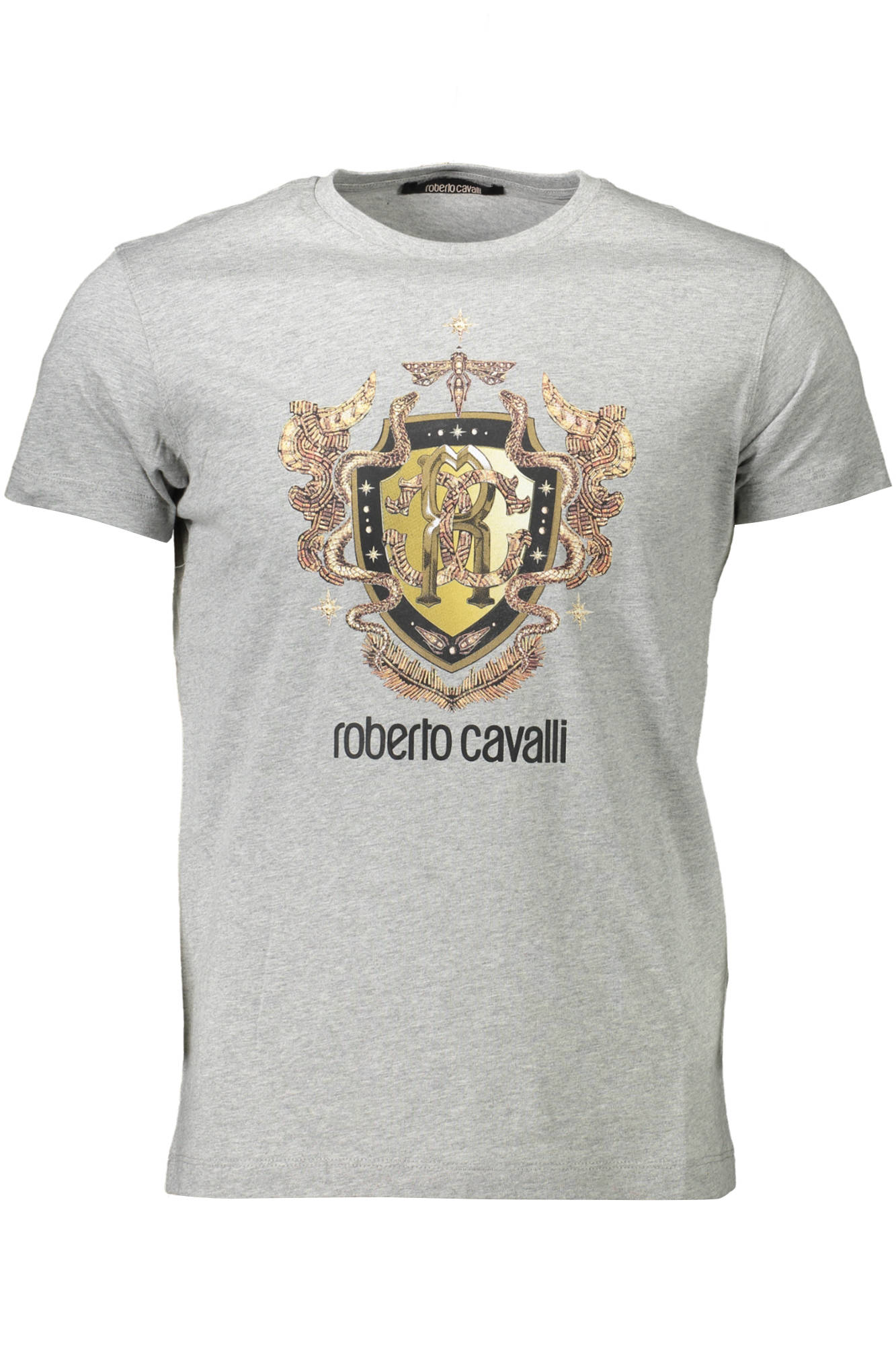 Tricou Barbati, ROBERTO CAVALLI, 9101755, Logo, Gri, Gri, XL