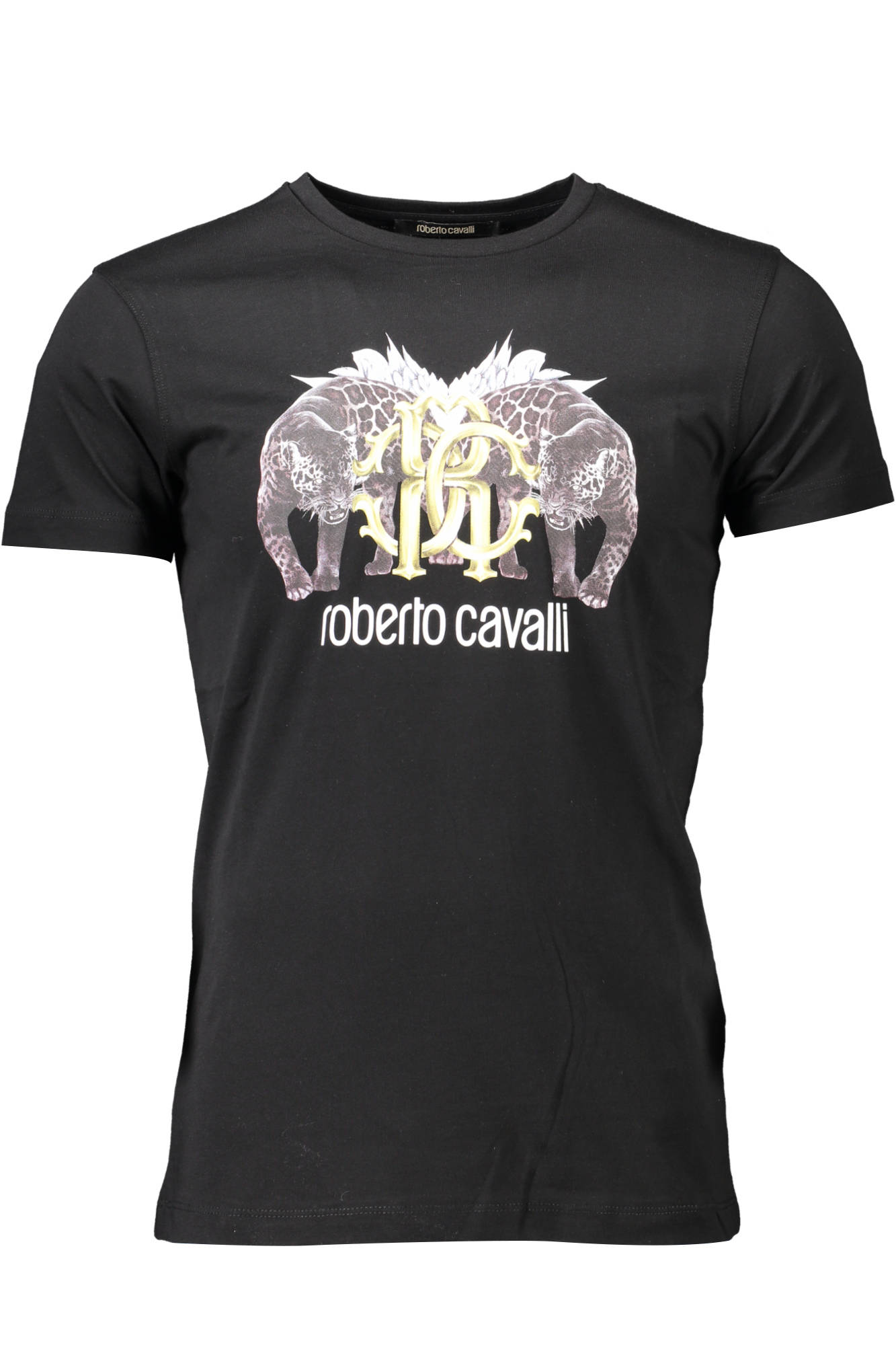 Tricou Barbati, ROBERTO CAVALLI, 9101809, Logo, Negru, Negru, XL