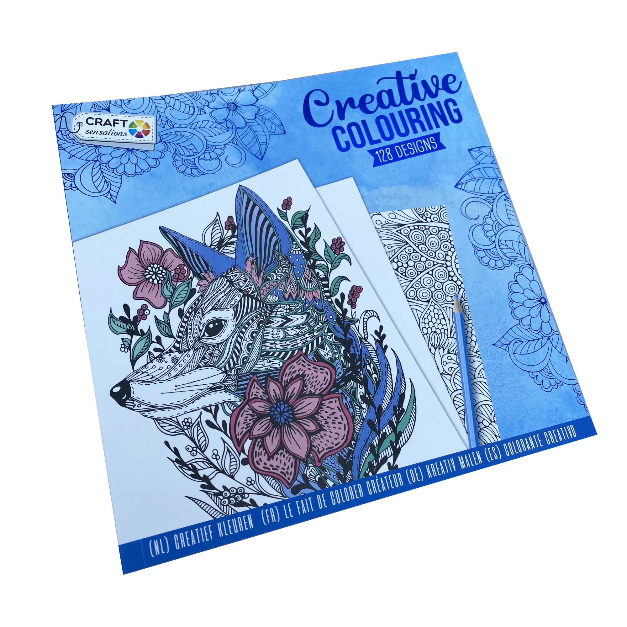 Carte de colorat, coperti bleu, 21 x 21 cm, 64 coli, Craft Sensations