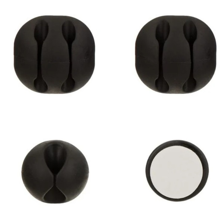 Set suport cabluri, 4 buc, negru