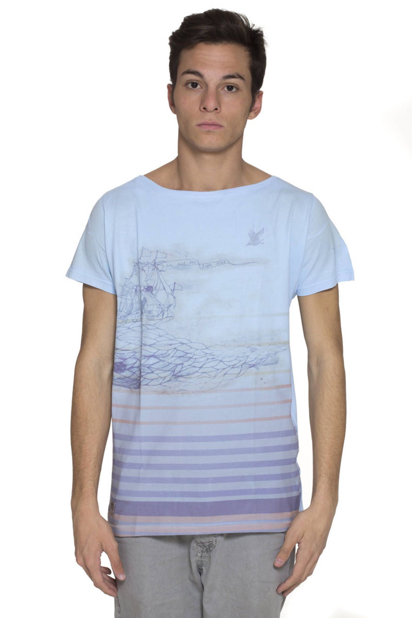 Tricou Barbati, PRIMO EMPORIO, 9101498, Logo, Albastru, M INTL