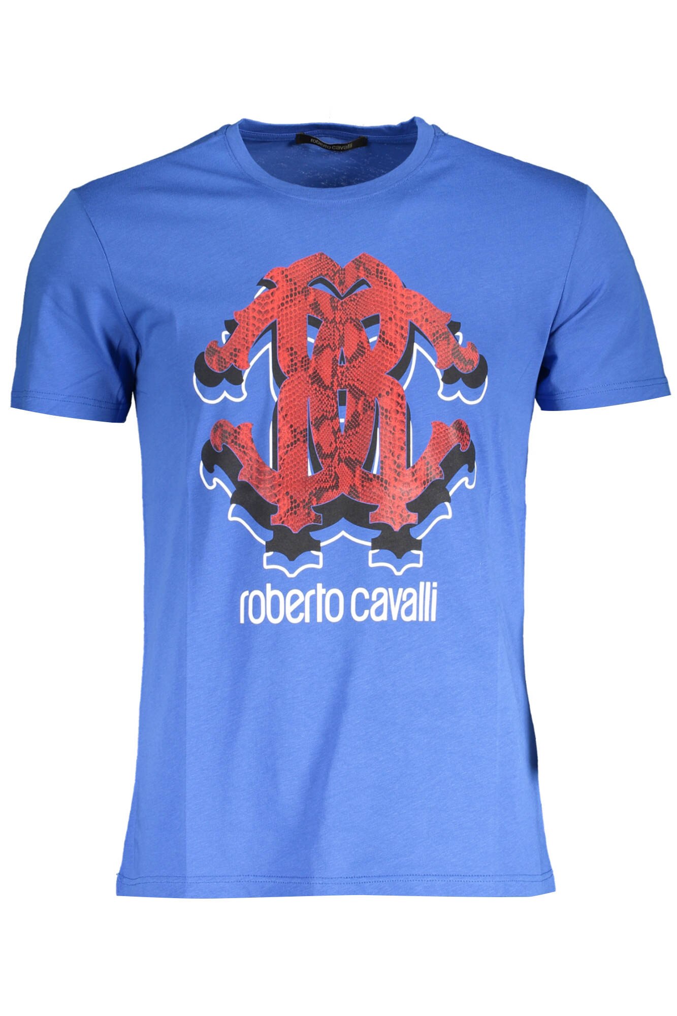 Tricou Barbati, ROBERTO CAVALLI, 9101522, Logo, Albastru, Albastru, S