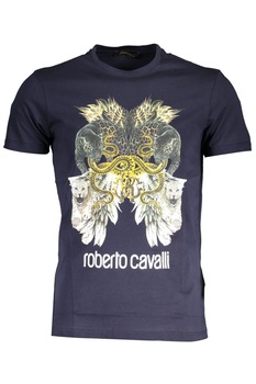 Tricou Barbati, ROBERTO CAVALLI, 9101539, Logo, Albastru, Albastru Tricou Barbati, ROBERTO CAVALLI, 9101539, Logo, Albastru, Albastru