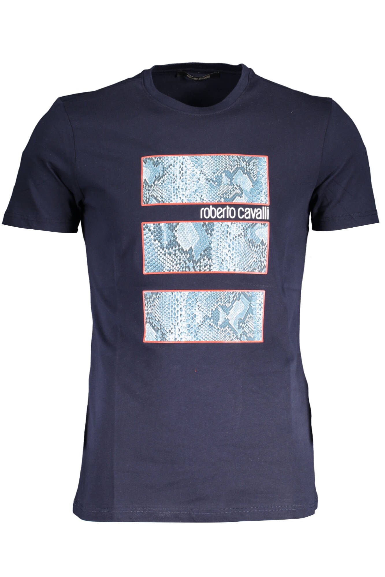 Tricou Barbati, ROBERTO CAVALLI, 9101635, Logo, Albastru, L INTL