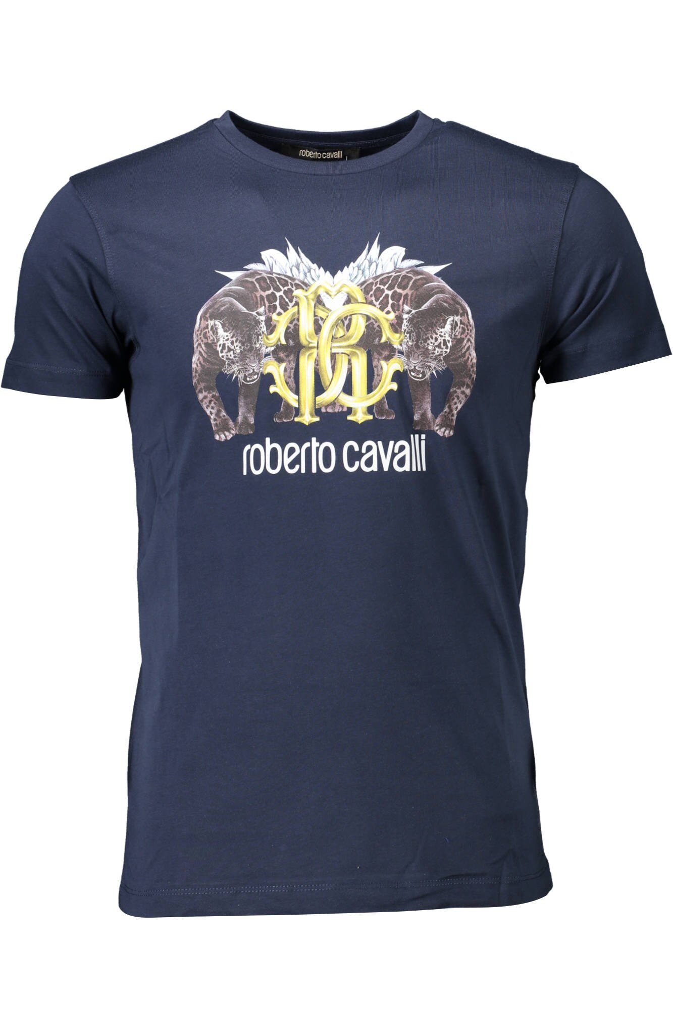 Tricou Barbati, ROBERTO CAVALLI, 9101816, Logo, Albastru, Albastru