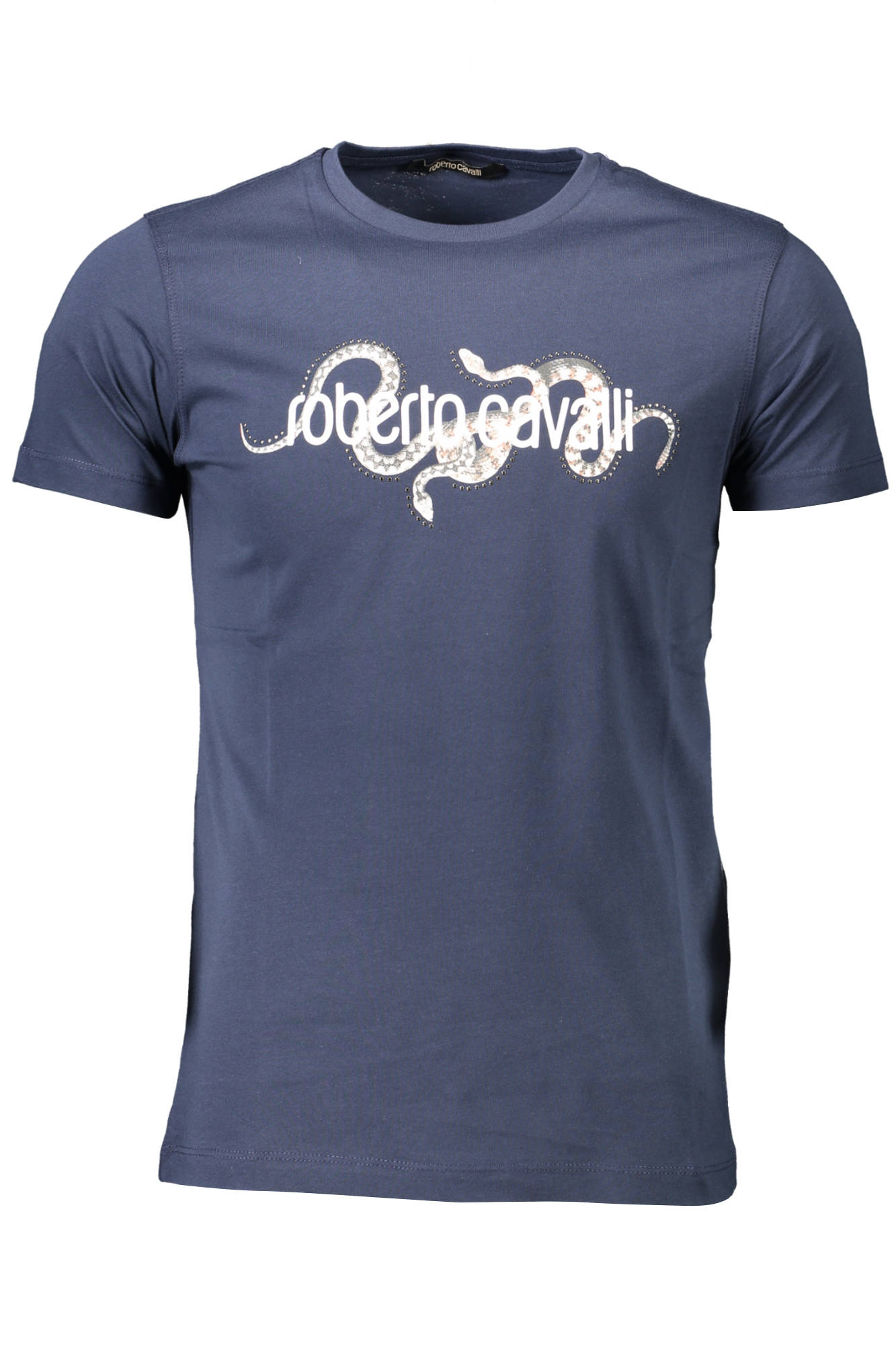 Tricou Barbati, ROBERTO CAVALLI, 9101720, Logo, Albastru, Albastru, M