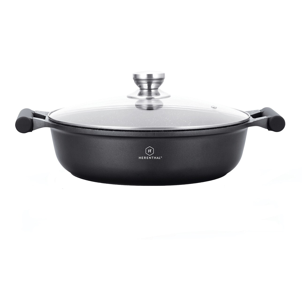 Cratita cu interior marmorat si capac HERENTHAL HT-CBR30M, 30 x 8 cm, 4.8 l