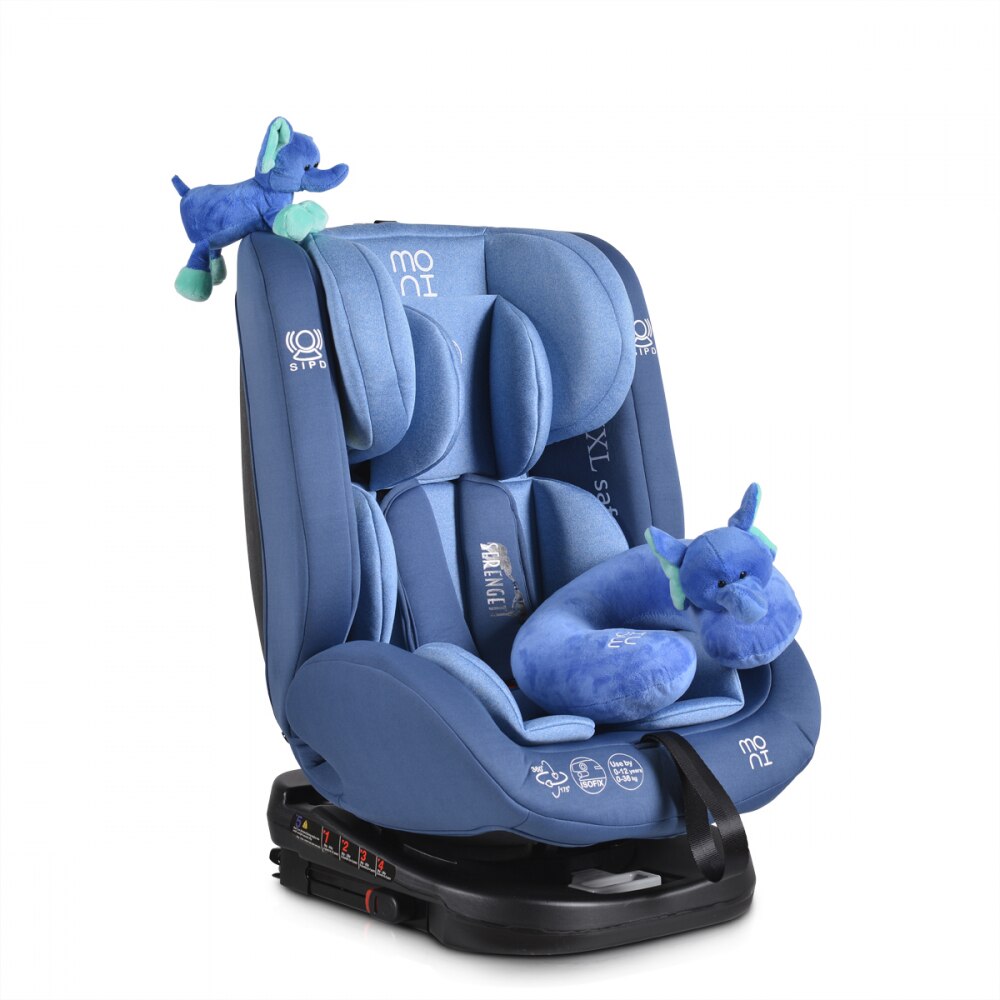 Scaun auto 0-36 kg, cu isofix, 4 pozitii inclinate, sezut rotativ 360 de grade, 66x45x44 cm, albastru