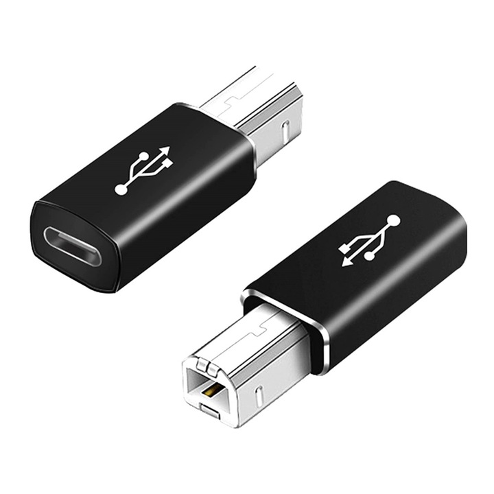 2 db OEM mobiltelefon adapter készlet, USB-C/MIDI, USB-C/USB-B, fekete
