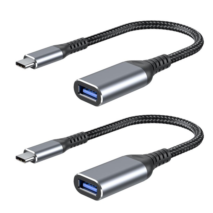 2 db OEM mobiltelefon adapter készlet, USB-C/ USB dugasz/ USB dugó, fekete