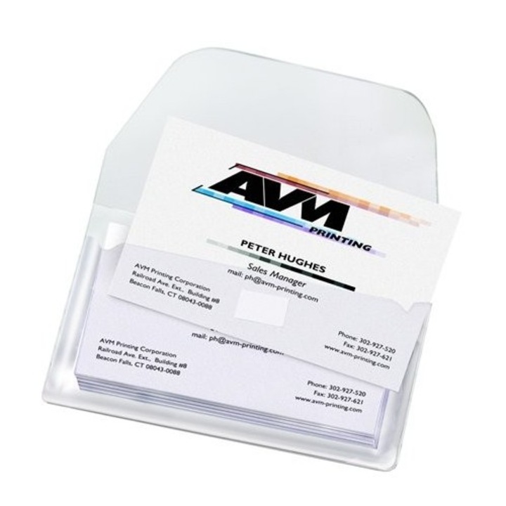 Джоб за визитки, с капак, самозалепващ се, 60x105 mm, 3L