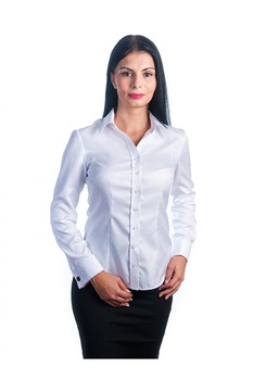 Camasi Dama Albe - Luxury Slim Fit Diagonal Alb uni Camasi Dama Albe - Luxury Slim Fit Diagonal Alb uni