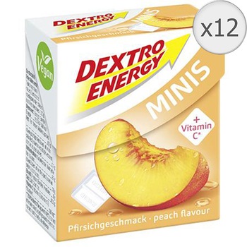 Tablete dextroza Minis Piersica 50g Dextro Energy, 12 bucati Tablete dextroza Minis Piersica 50g Dextro Energy, 12 bucati