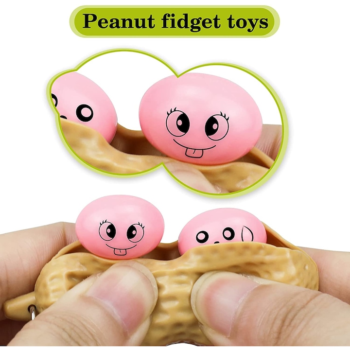 Anti-stressz mogyoró kulcstartó játék, Peanut Fidget Toy, Krém