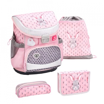 Set Ghiozdan scoala 4 piese, Belmil Mini Fit, cu sac de umar pentru echipament si doua Penare, model Iepuras Set Ghiozdan scoala 4 piese, Belmil Mini Fit, cu sac de umar pentru echipament si doua Penare, model Iepuras