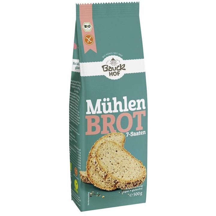 Mix pentru paine de moara fara gluten bio, 500g, BAUCKHOF
