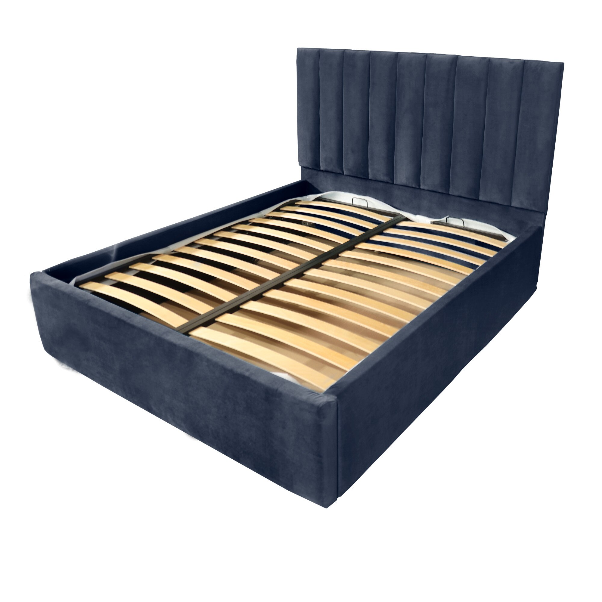 Pat dublu cu somiera, Beds Place, Hampton, Premium, Albastru 79, 140x200 cm