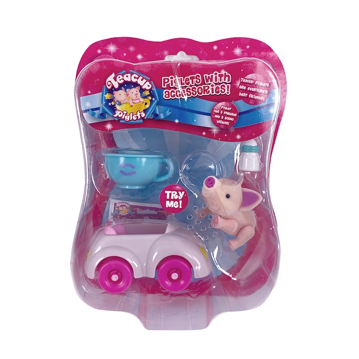 Фигурки Tomy Бебе прасенце с музикална носле 718340-1, Издава 3 фрази и 3 звукови ефекта, Прасенце в кола