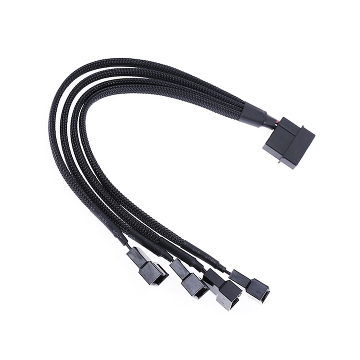 Cablu adaptor spliter de la molex 4 pini la 4 ventilatoare 3 sau 4 pini carcasa (2 pini activi), 25cm