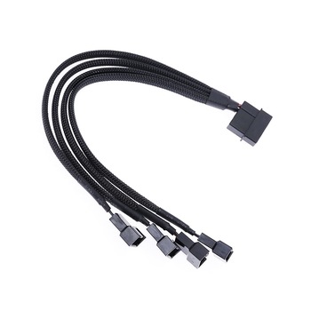 Cablu adaptor spliter de la molex 4 pini la 4 ventilatoare 3 sau 4 pini carcasa (2 pini activi), 25cm Cablu adaptor spliter de la molex 4 pini la 4 ventilatoare 3 sau 4 pini carcasa (2 pini activi), 25cm