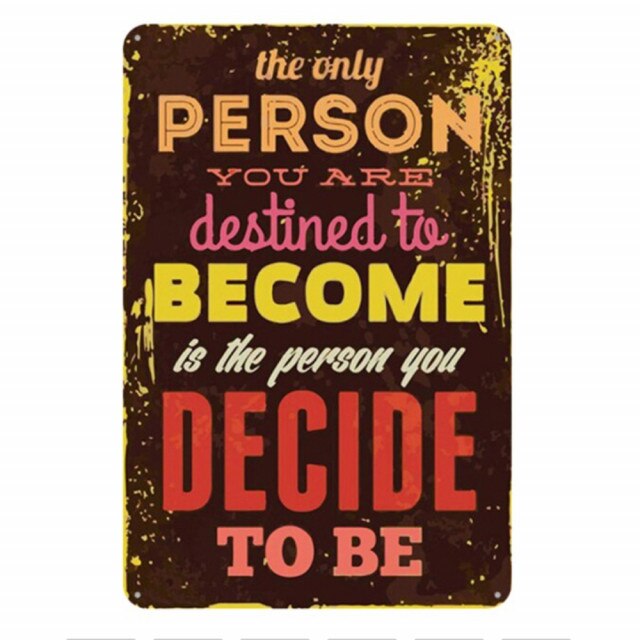 Panou decorativ metalic pentru interior cu mesaj motivational, 40 x 30 cm