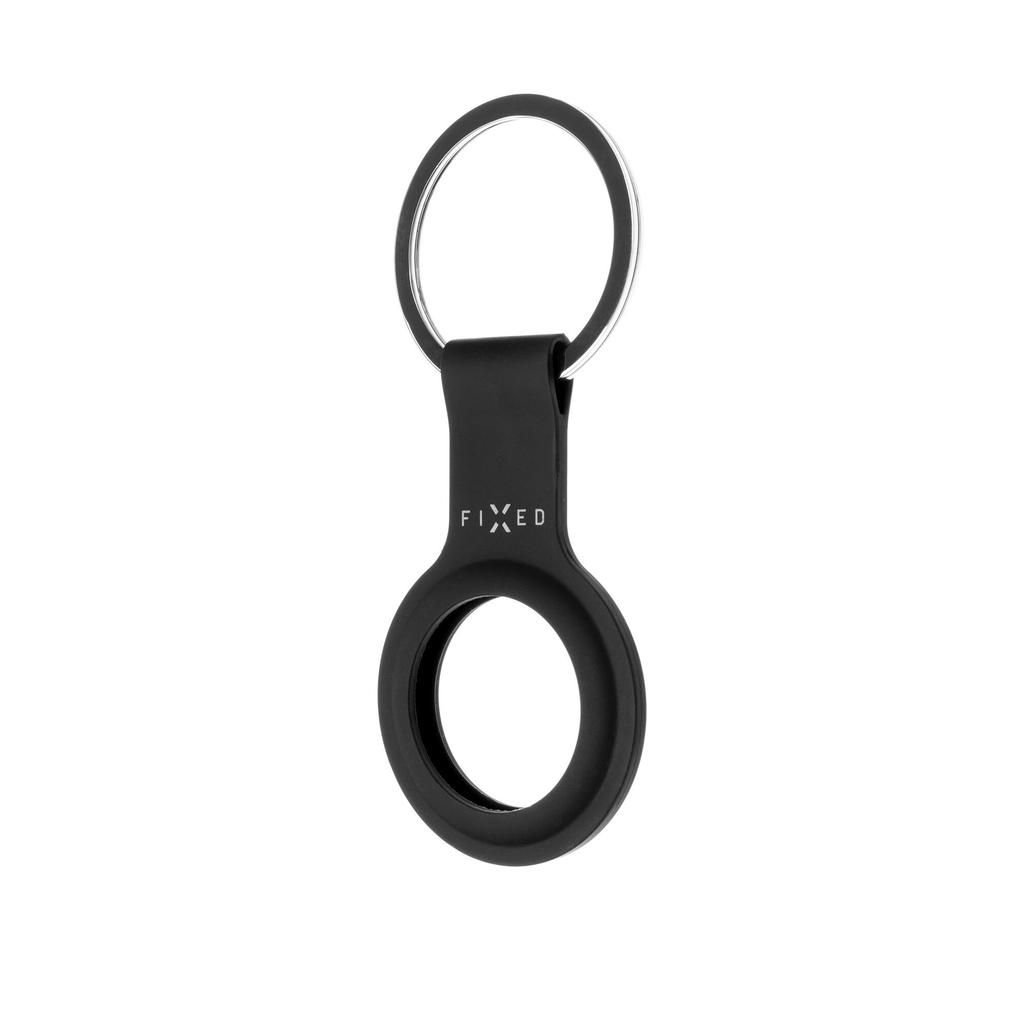 Husa compatibila cu Apple AirTag , FIXED Silky ring, silicon, negru