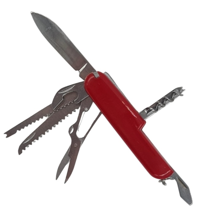 Швейцарско ножче с 10 функции, червено, 9см, Dalimag