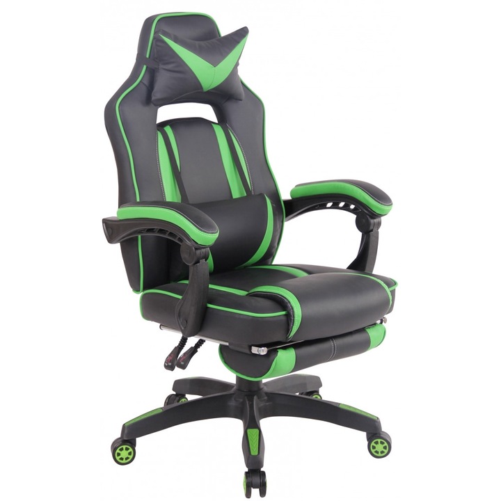 Геймърски стол BHM Германия, Heat, Plastic/Synthetic leather, Green/Black