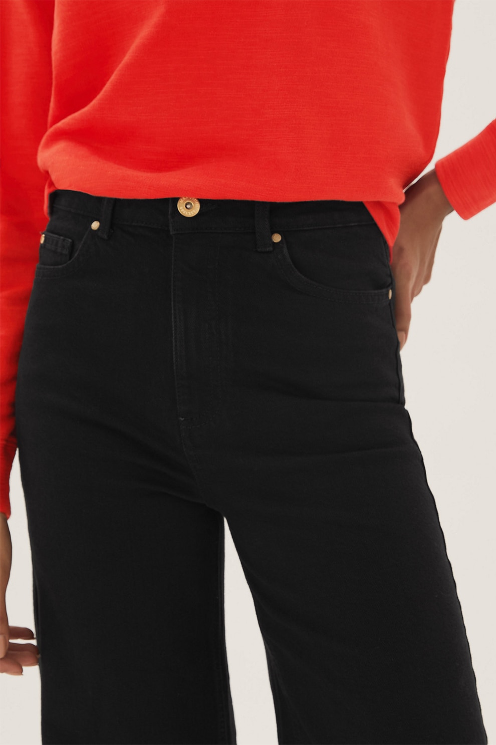 Marks & Spencer, Blugi cu croiala ampla si talie inalta, Negru