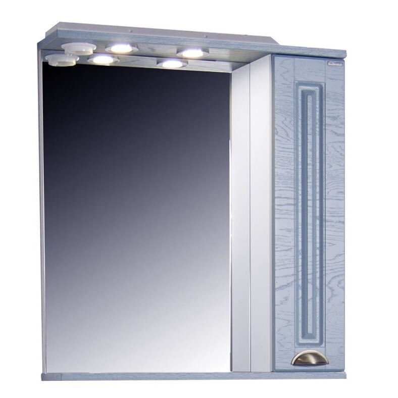 Oglinda cu dulap si iluminare , Badenmob , seria 172 , 65x71cm , Bleu Rustic