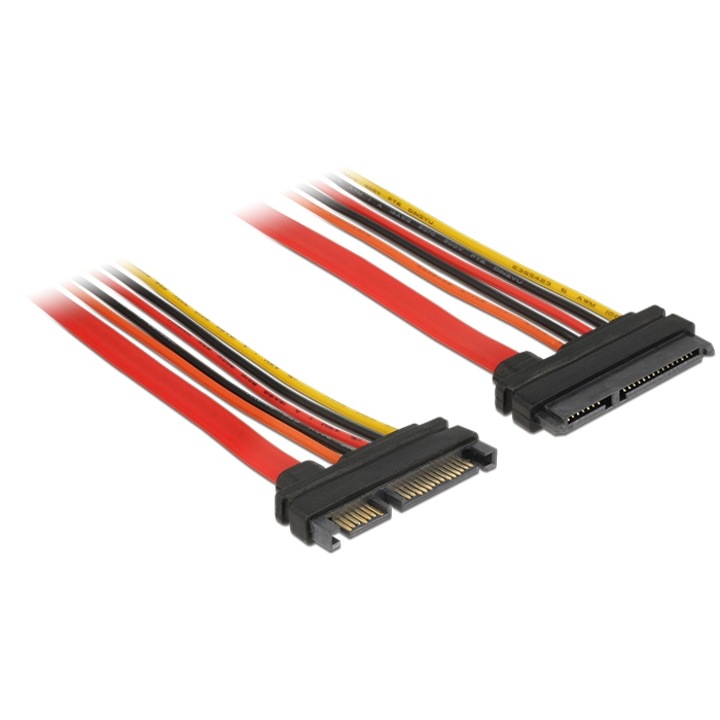 Delock 84917 bővítőkábel, SATA csatlakozó-SATA aljzat (3,3 V + 5 V + 12 V), 10 cm