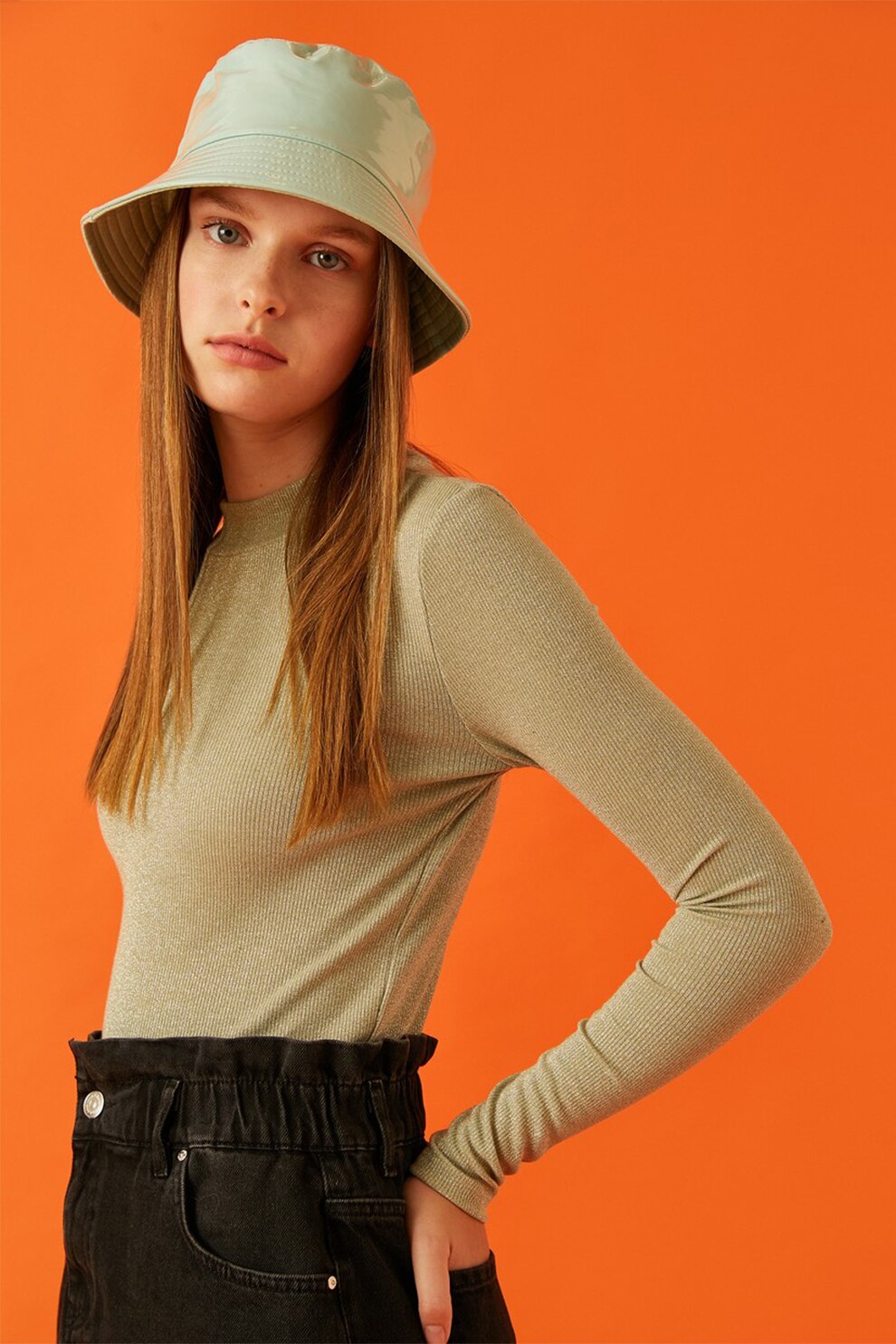 KOTON, Bluza slim fit cu aspect stralucitor, Verde pal, XL