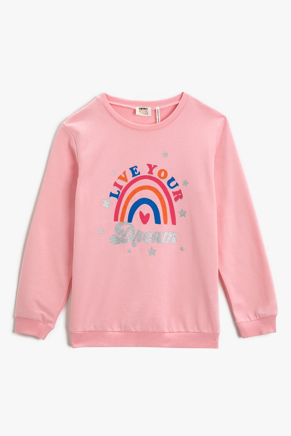 KOTON, Bluza sport de bumbac cu imprimeu, Roz/Albastru