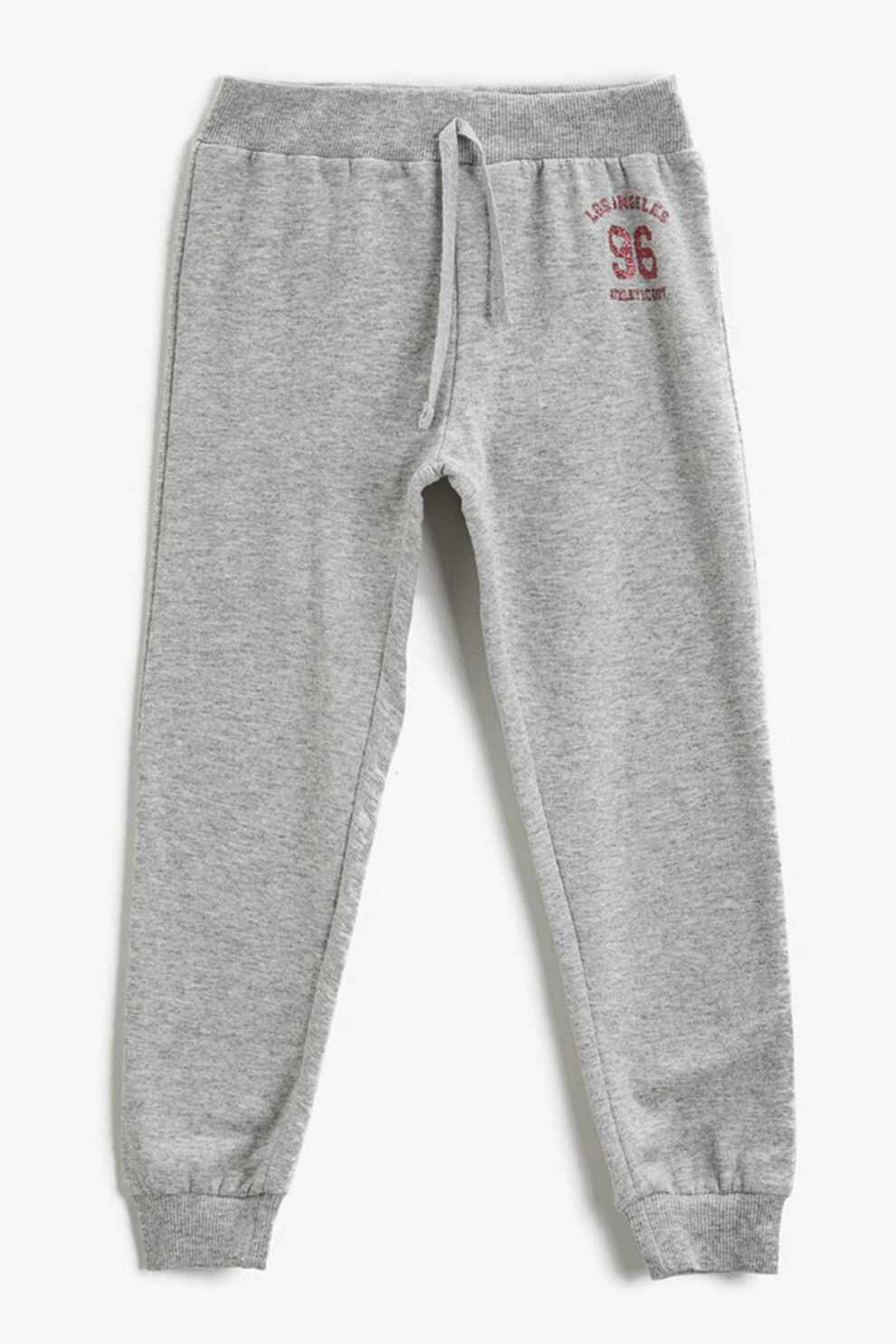 KOTON, Pantaloni sport conici cu talie medie, Gri deschis melange