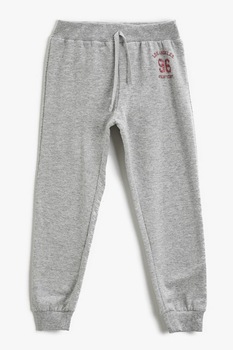 KOTON, Pantaloni sport conici cu talie medie, Gri deschis melange KOTON, Pantaloni sport conici cu talie medie, Gri deschis melange