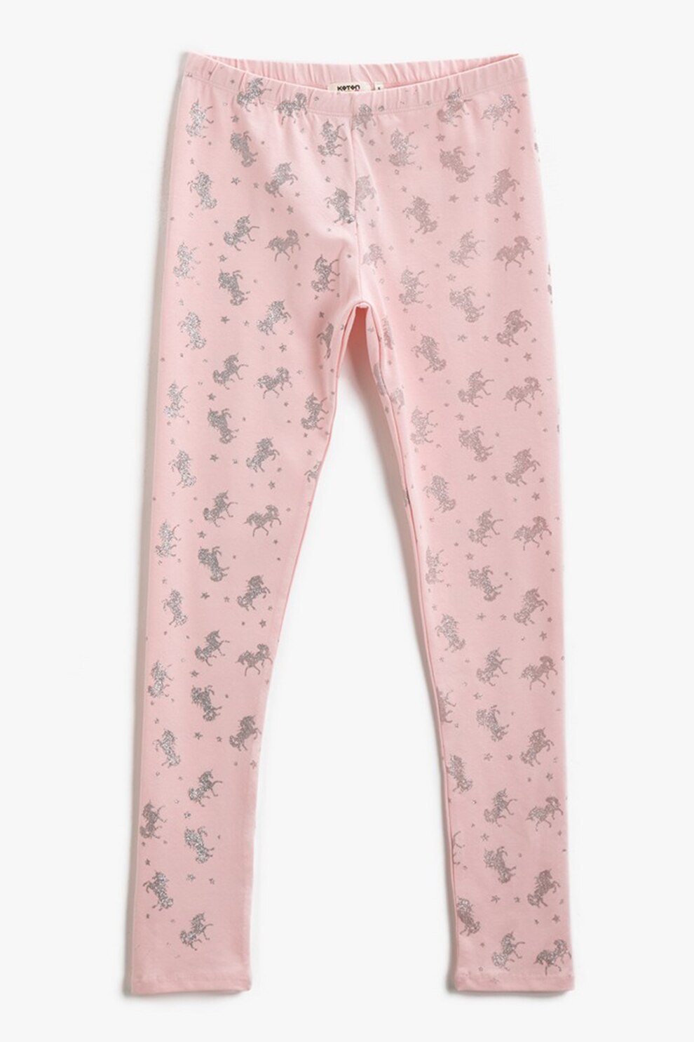 KOTON, Colanti cu imprimeu si talie elastica, Roz piersica/Argintiu