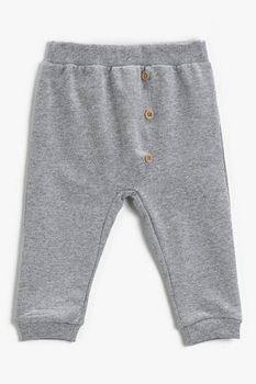KOTON, Pantaloni sport cu nasturi decorativi, Gri melange KOTON, Pantaloni sport cu nasturi decorativi, Gri melange