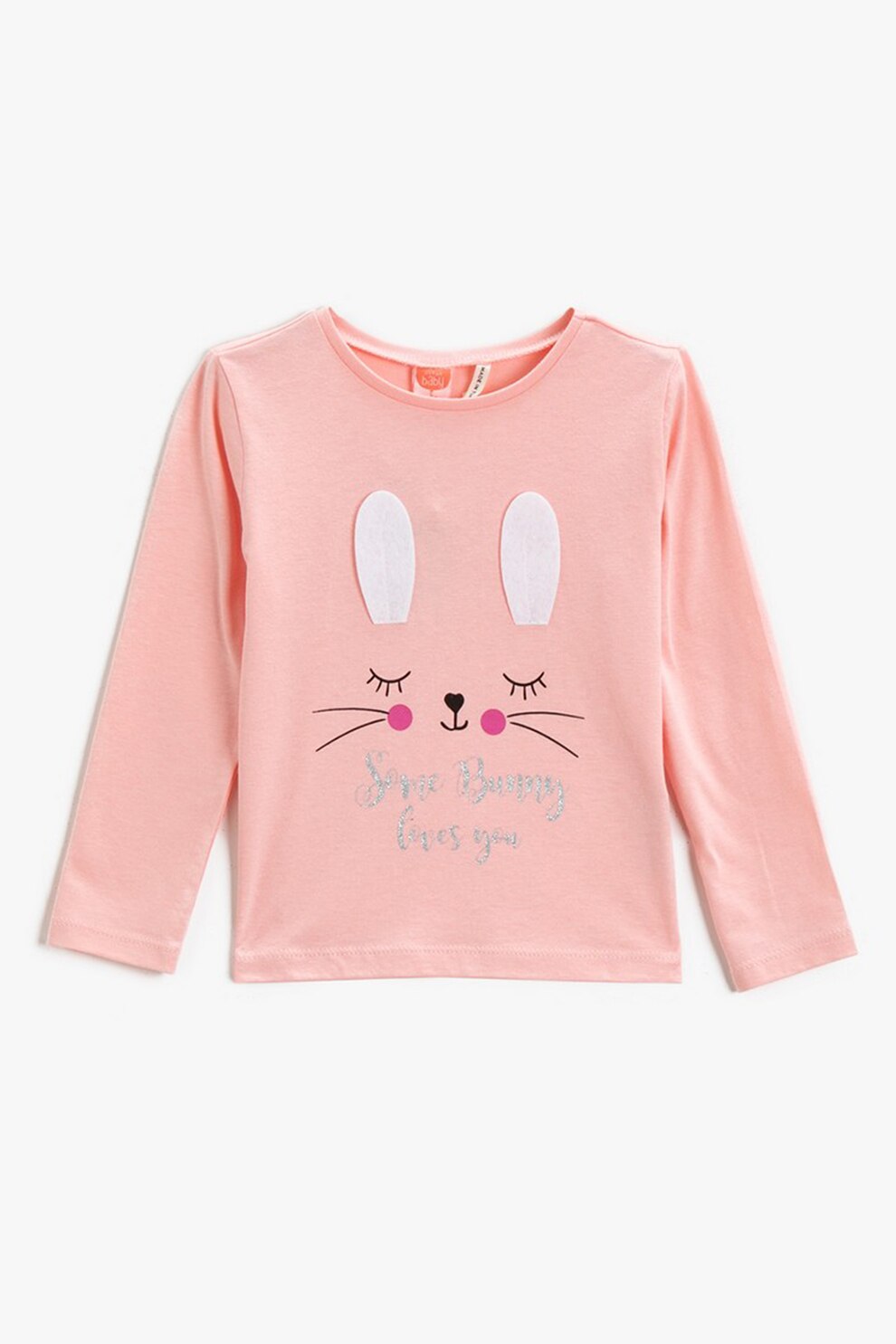 KOTON, Bluza cu striatii si decolteu la baza gatului, Roz/Alb