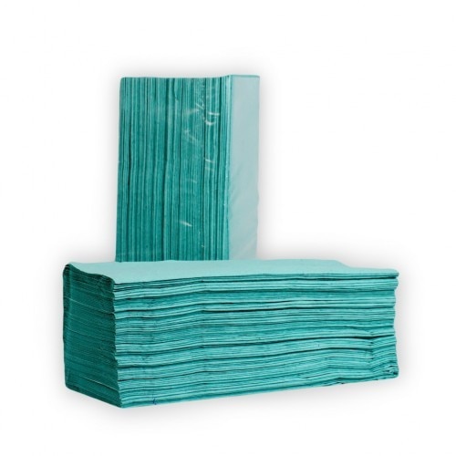 Bax de prosoape pliate V fold verzi 25cm x 23cm, 1 strat, 250 buc./pachet