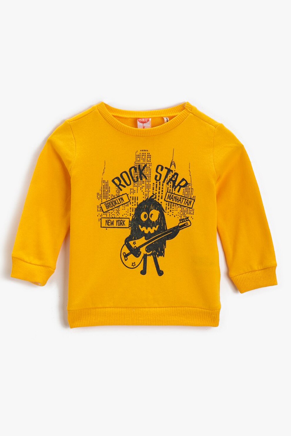 KOTON, Bluza sport din bumbac cu imprimeu grafic, Galben sofran/Negru