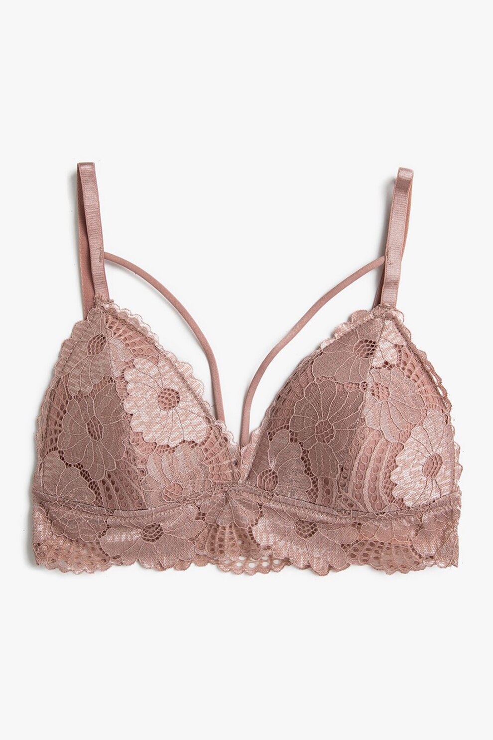 KOTON, Sutien din dantela cu bretele ajustabile, Maro