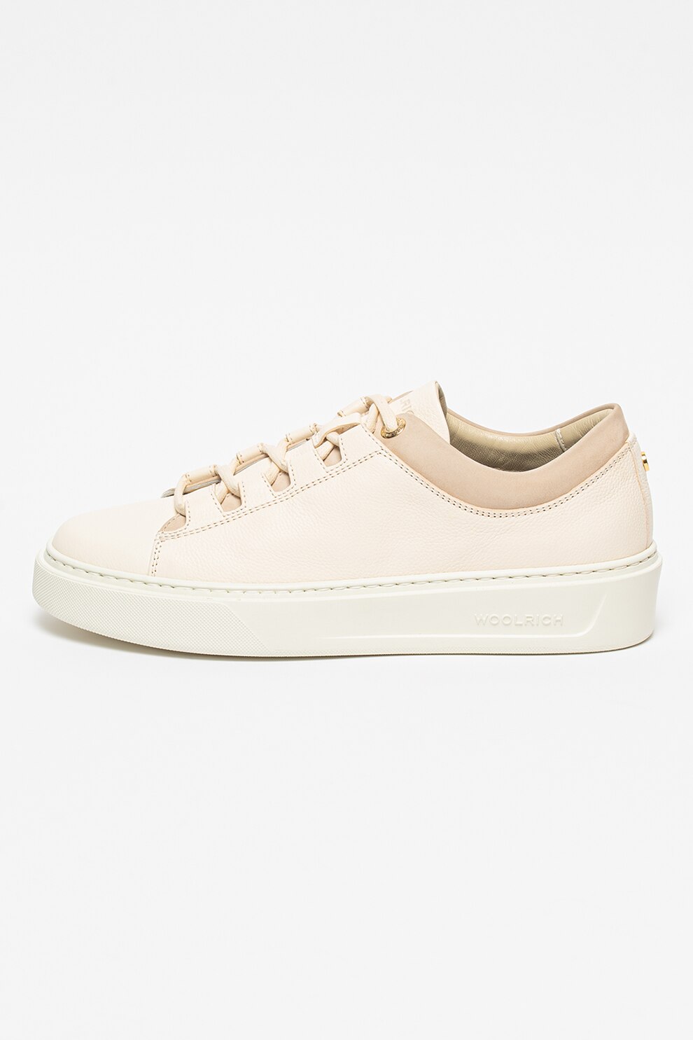 Woolrich, Pantofi sport wedge de piele, Crem