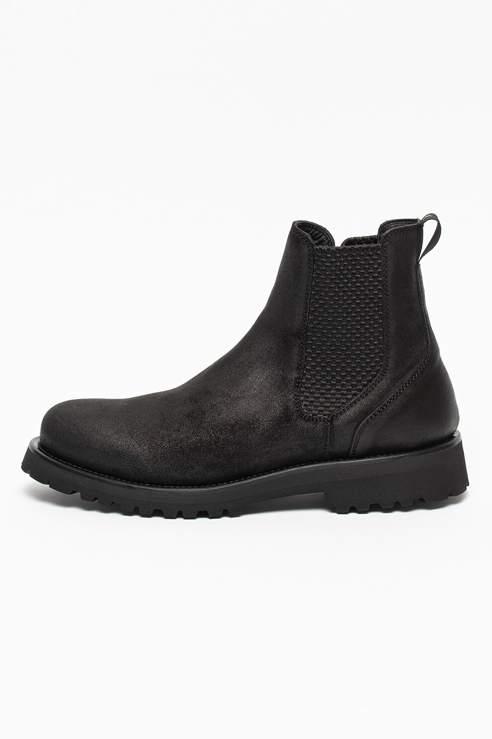 Woolrich, Ghete Chelsea rezistente la apa, din piele intoarsa, Negru